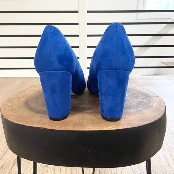 6.5 NWT Nine West faux velvet blue pointed toe block heels - Picture 9 of 10